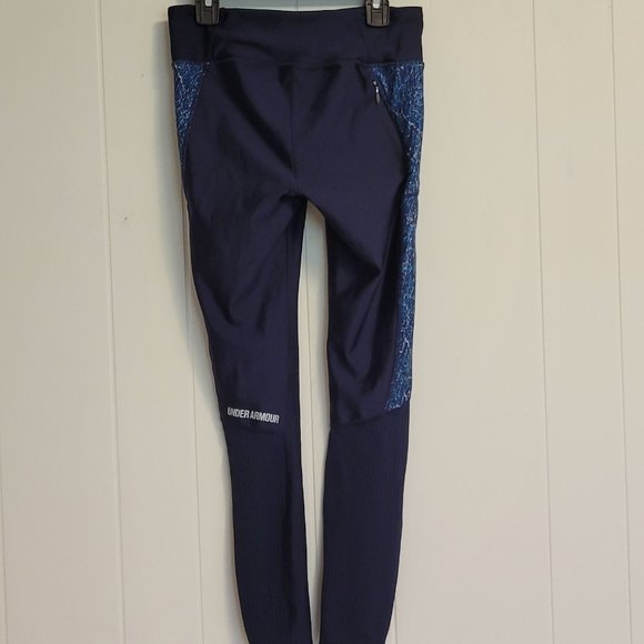 Under Armour blue mesh bottom capri logo leggings Sz: S - Picture 6 of 6